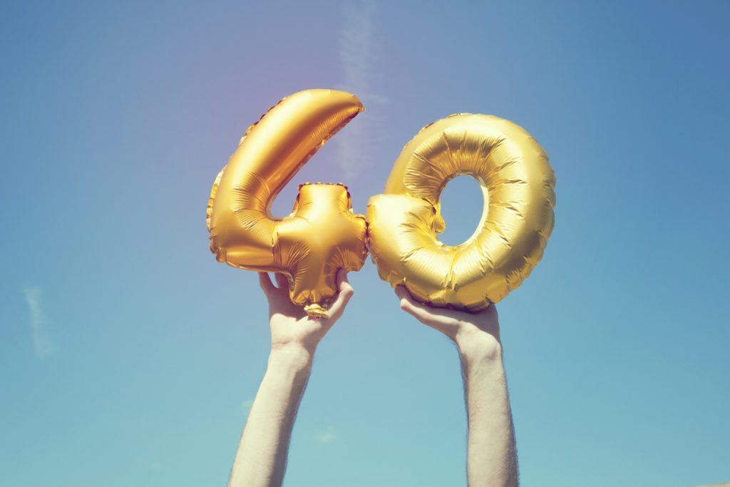 Gold number 40 balloon