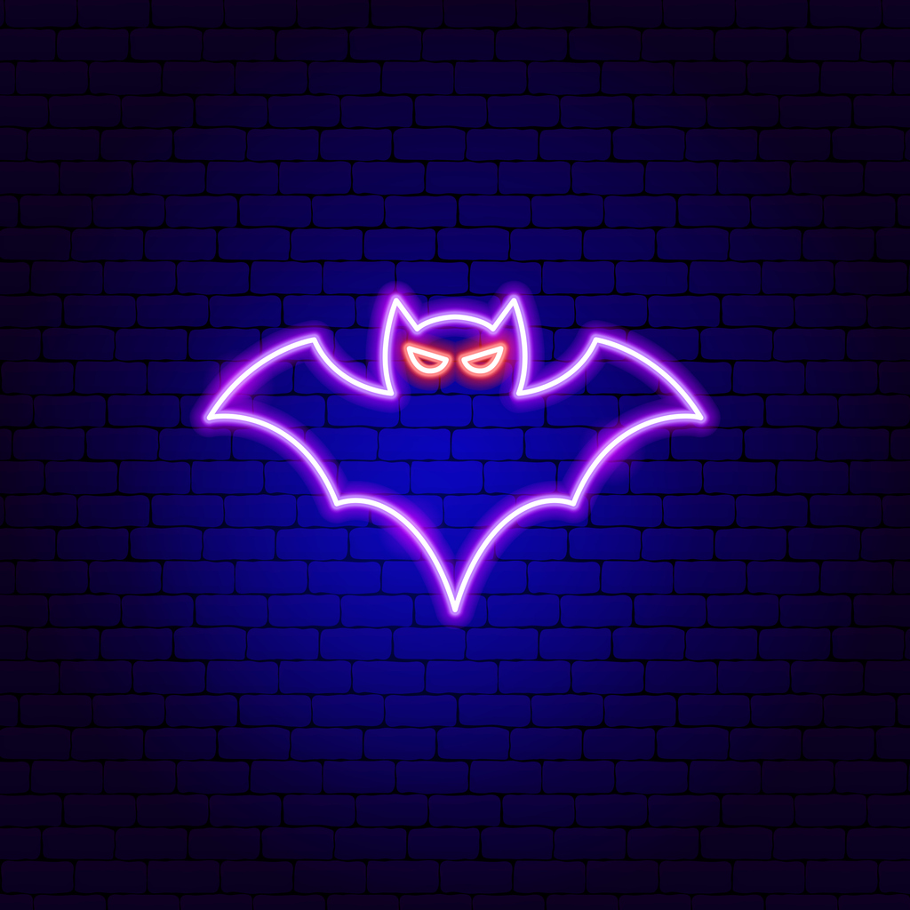 Bat Neon Sign. Vector Illustration of Animal